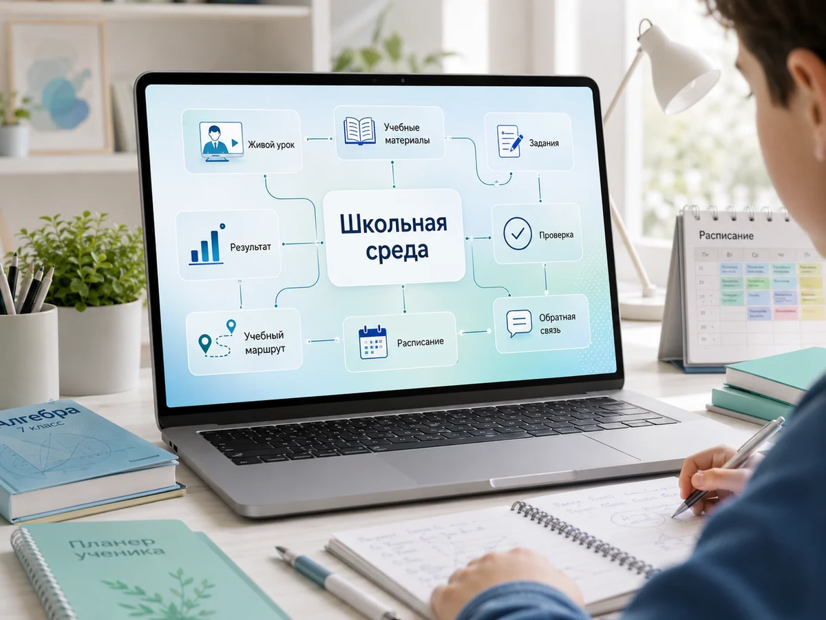 Онлайн-обучение в Школе ИМТП как полноценная школьная среда - уроки, материалы, задания, проверка, обратная связь, расписание и учебный маршрут связаны в единую систему