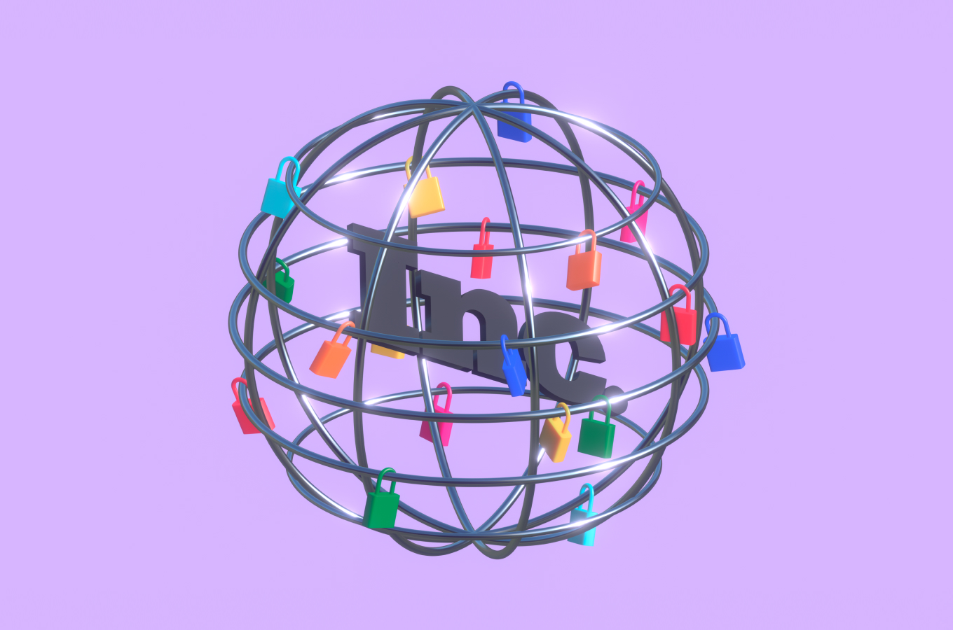 Изображение глобуса с множеством прицепленных к нему разноцветных замков