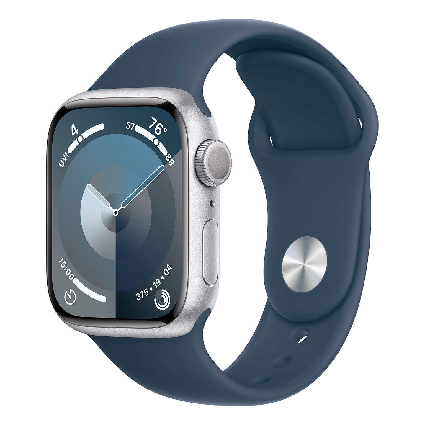 Apple Watch Series 9 41mm Silver Aluminium Case with Storm Blue Sport Band GPS S M iTech Store