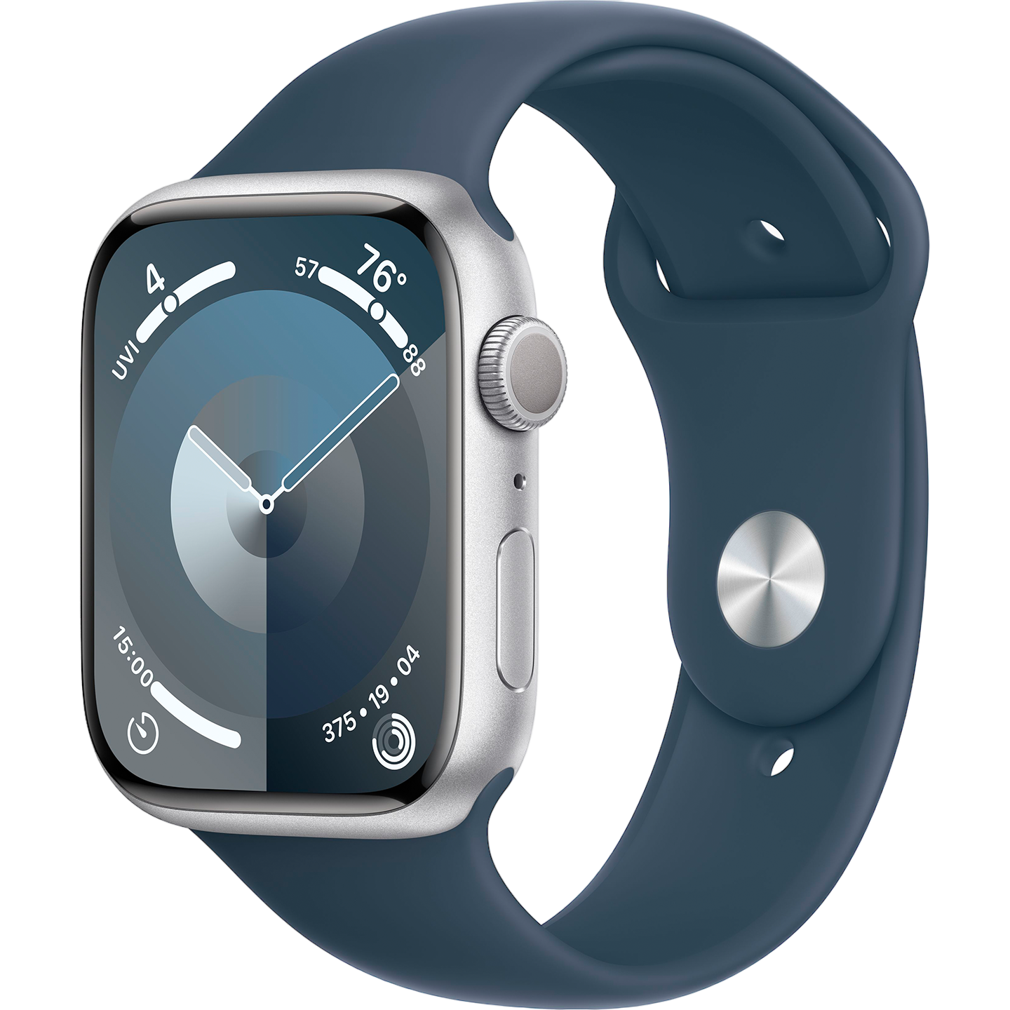 Apple Watch Series 9 45mm Silver Aluminium Case with Storm Blue Sport Band  (GPS) M/L — iTech Store