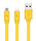 Превью-изображение №1 для товара «Кабель Hoco Bamboo One Pull Two Charging Data Cable Lightning+Micro-USB Yellow»