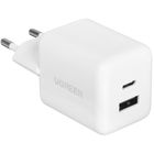 Превью-изображение №1 для товара «Адаптер UGREEN X516 30W 2-Port USB-C&USB-A GaN Fast Charger EU (Белый)»