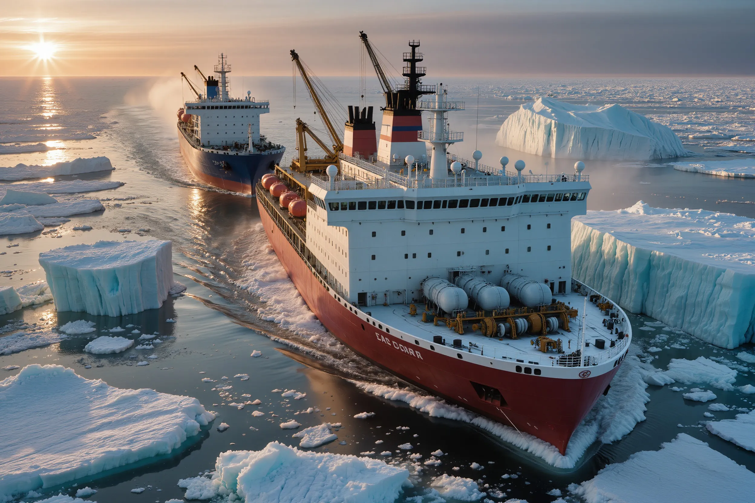 Photo - Russia’s Siberia Nuclear Icebreaker Conducts Close-Coupled Escort of an Arc7 Vessel for the First Time