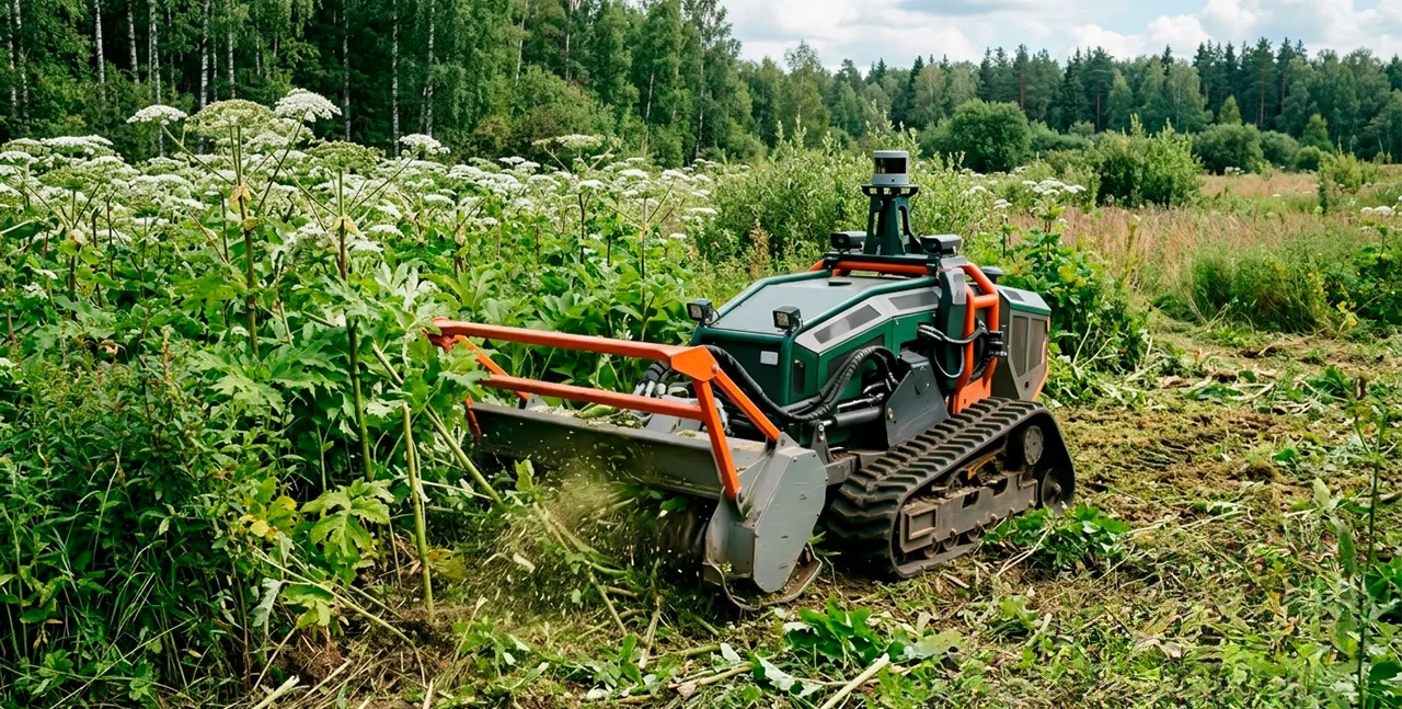 Robotic Lawn Mowers Take on Giant Hogweed Along Moscow Rail Lines