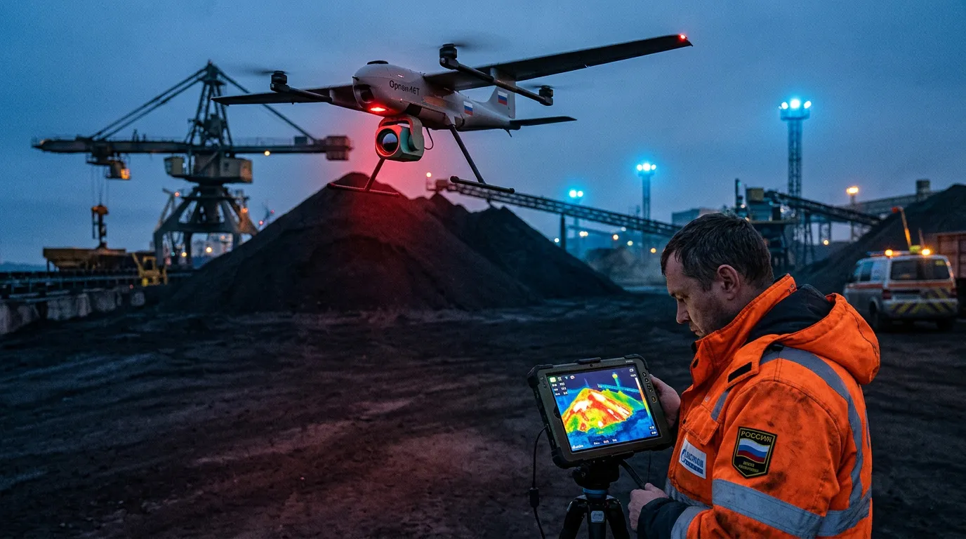 Photo - Fire-Prevention Drone Deployed at Tulunugol Open-Pit Mine