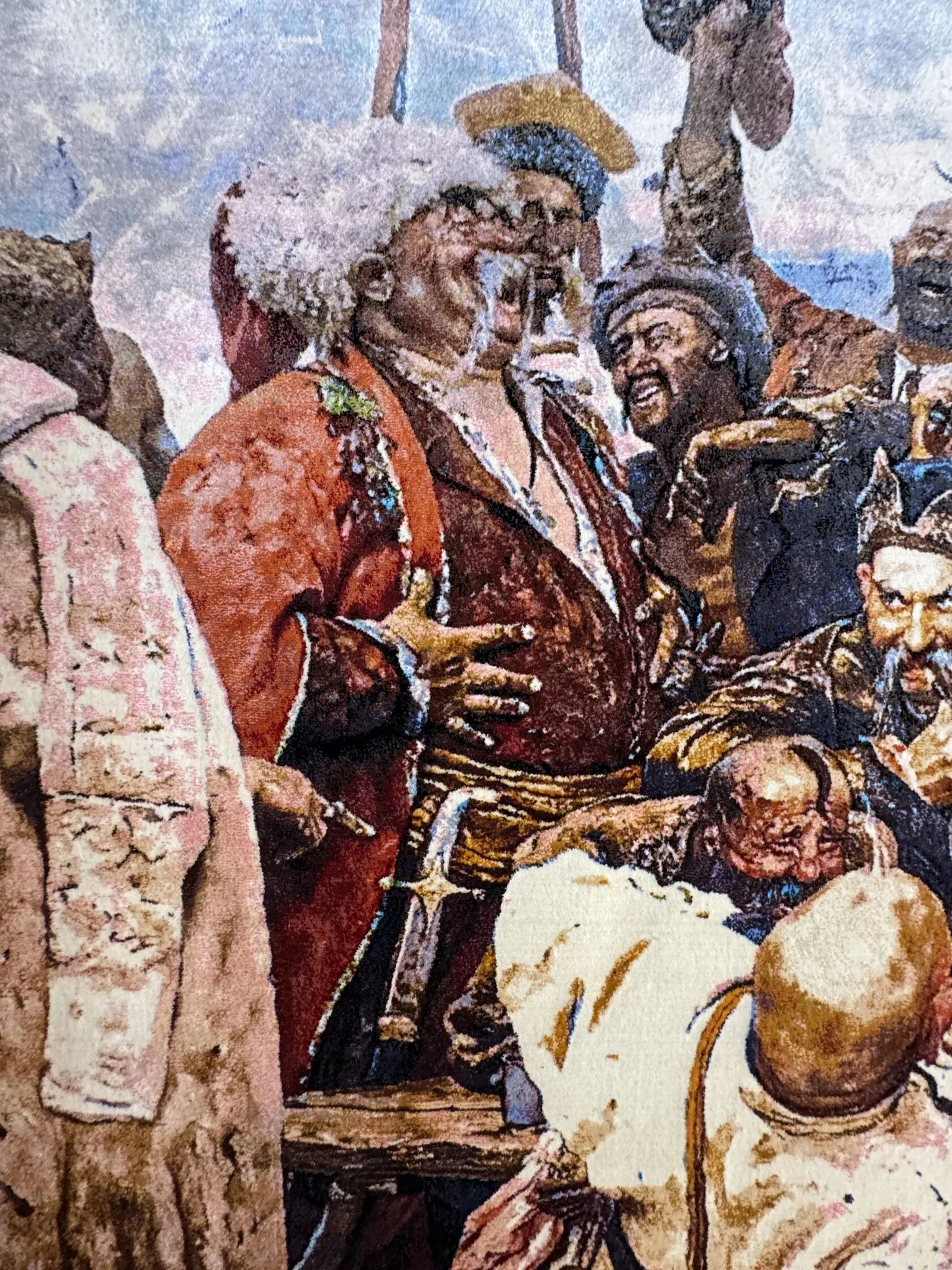 Ковер машинной работы картины Ильи Репина «Запорожцы пишут письмо турецкому султану» XIX век