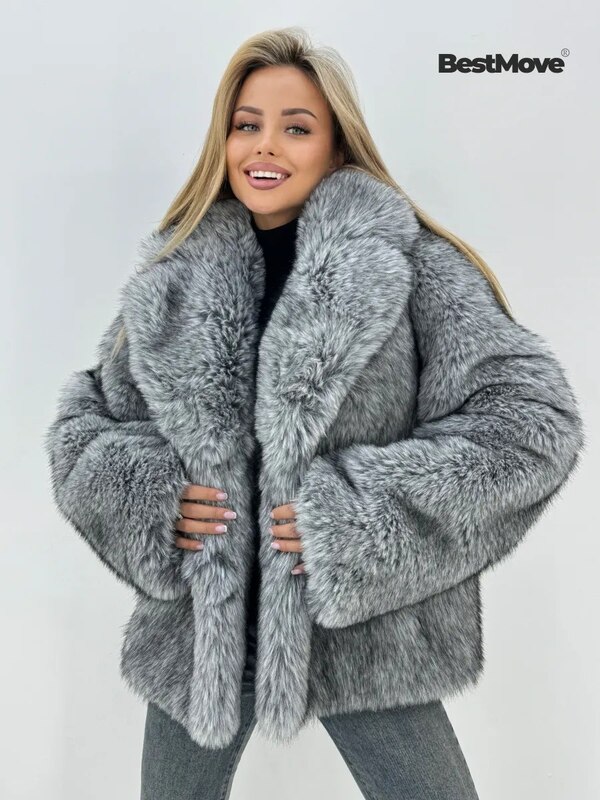 Faux fur coat short eco-fur coat, Best Move