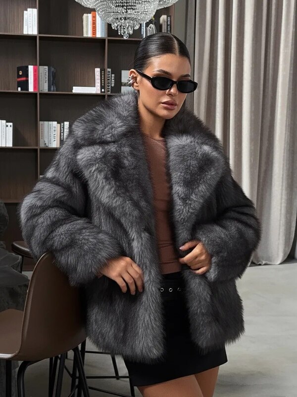 Faux short demi-season oversized fur coat, DOROGAYA