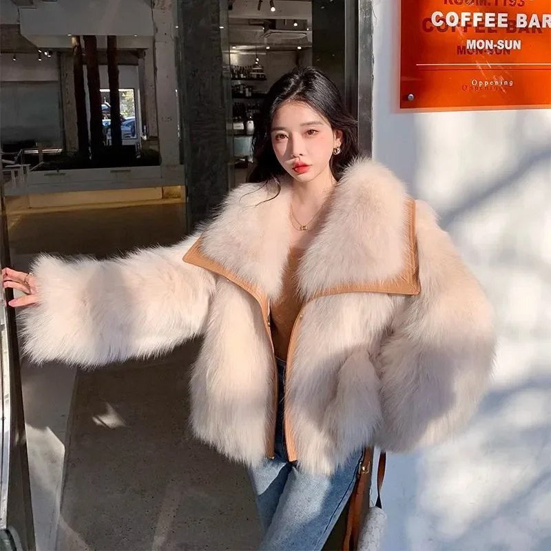 Women's eco-fur jacket ODFVEBX on AliExpress
