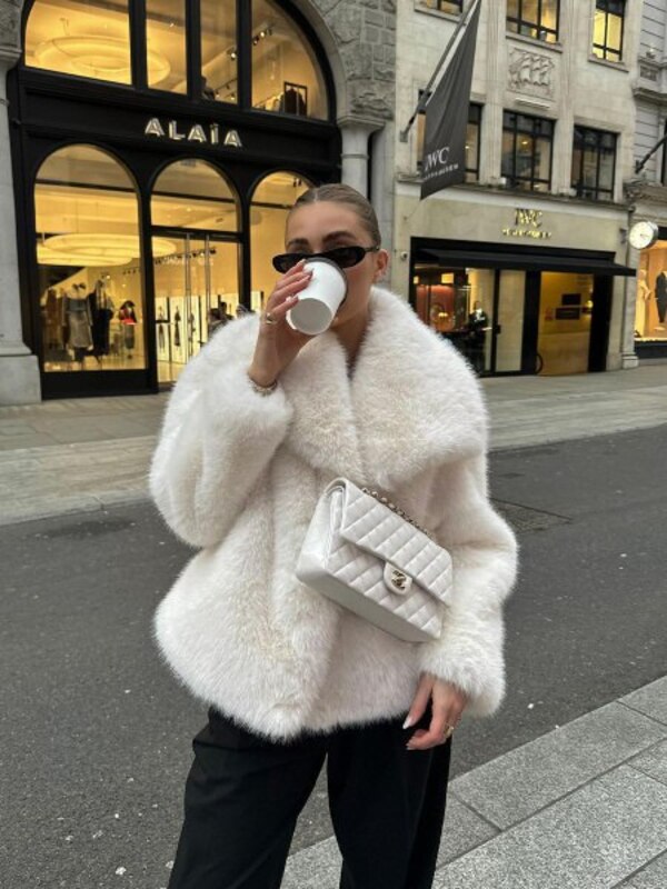 Faux Fur Coat Women's Fur, White Collar Lapels Faux Fur Long Without Filling, Size 50 Straight Demi Season Buttons Single Breasted, Cheburashka Fur Coat buy with delivery on OZON at a low price (2505389646)