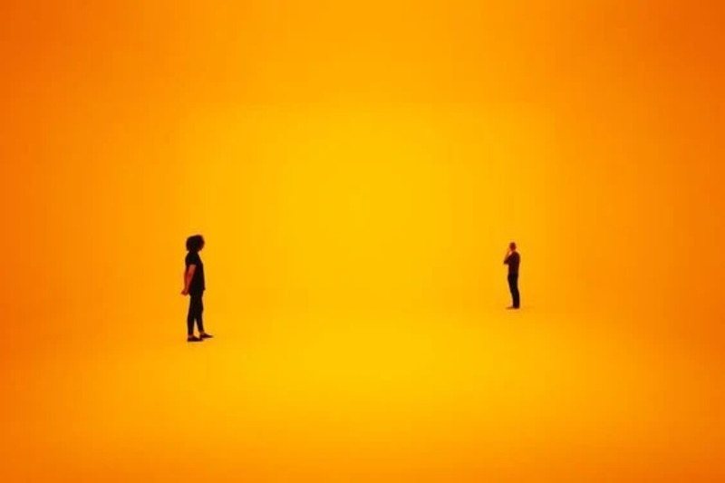 An immersive art installation from the Ganzfeld series by artist James Turrell.