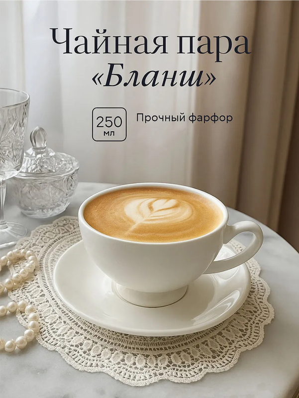 Gift mug for tea and coffee 250 ml "Blanche" with saucer, Magistro