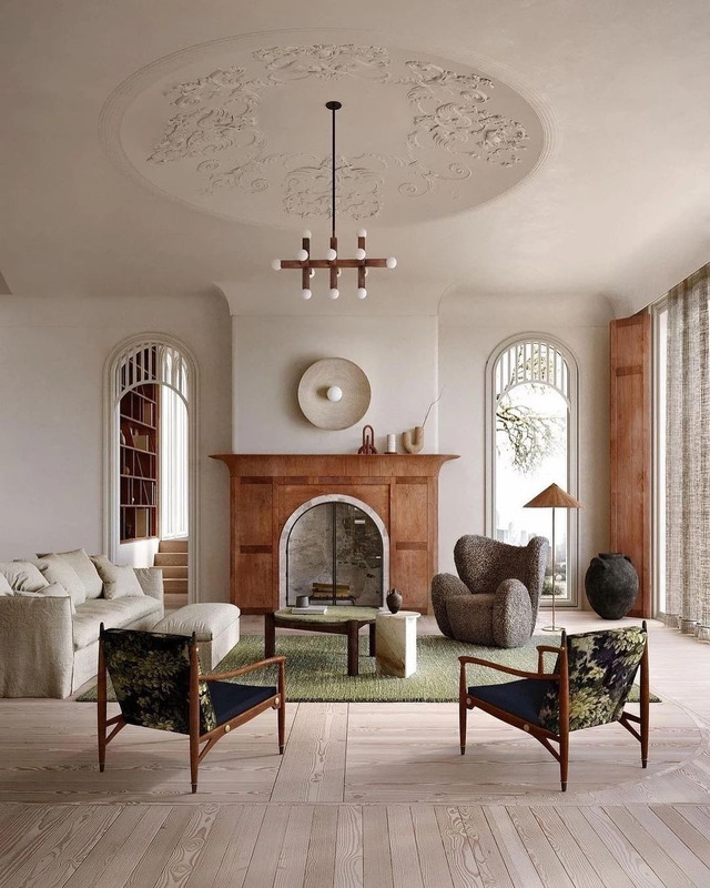 A living room design and visualization by Katarina Rulinskaya of Katrin Mood.