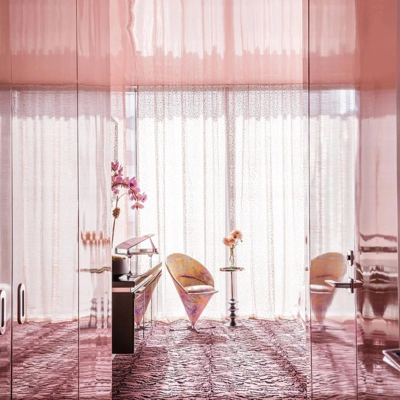 Eclectic bedroom interior by designer Sasha Bikoff.