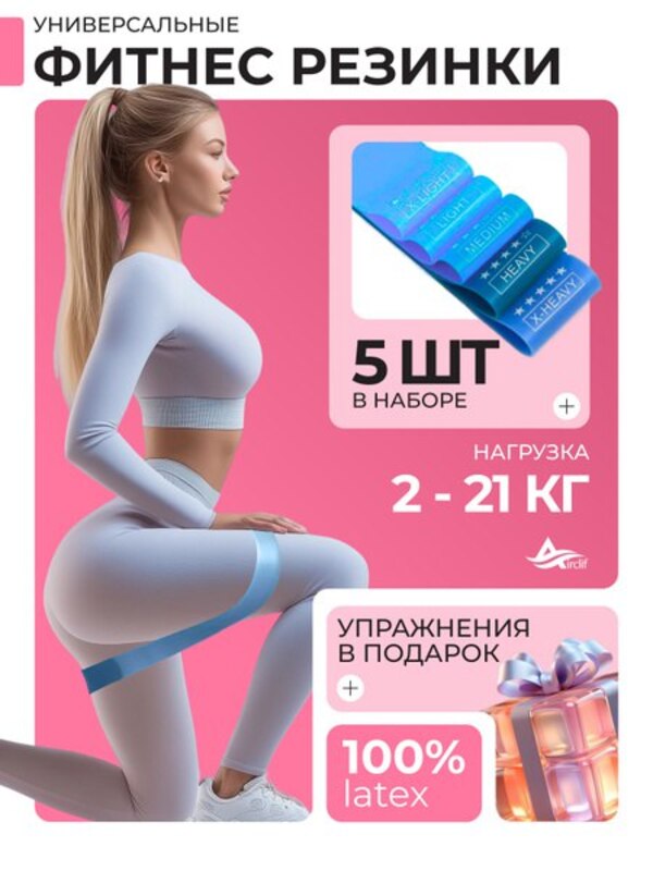 Elastic bands for fitness, fitness elastic band, 5 pcs, Airclif buy with delivery to OZON at a low price (2089863357)