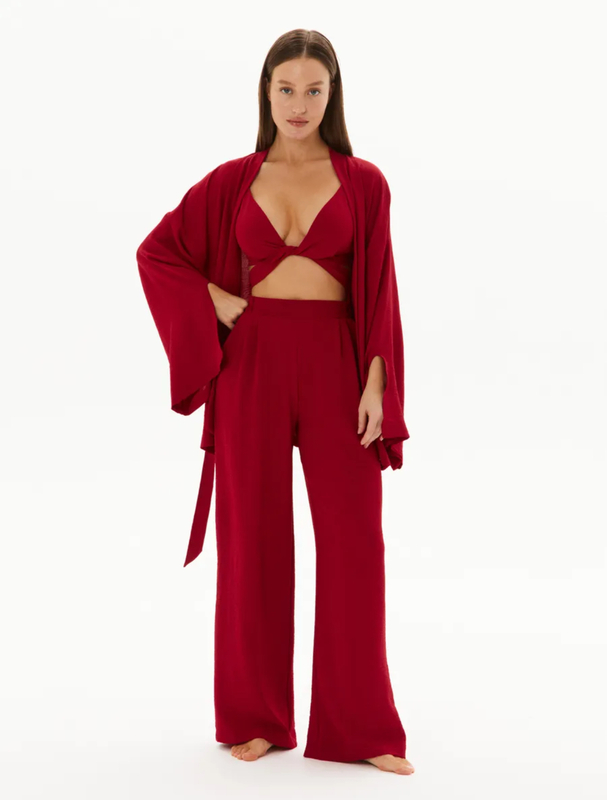 Summer trouser suit three-piece with kimono and pants, mimi pajamas