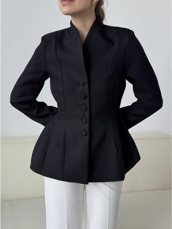 Classic fitted jacket with buttons and peplum, MUCH LOVE