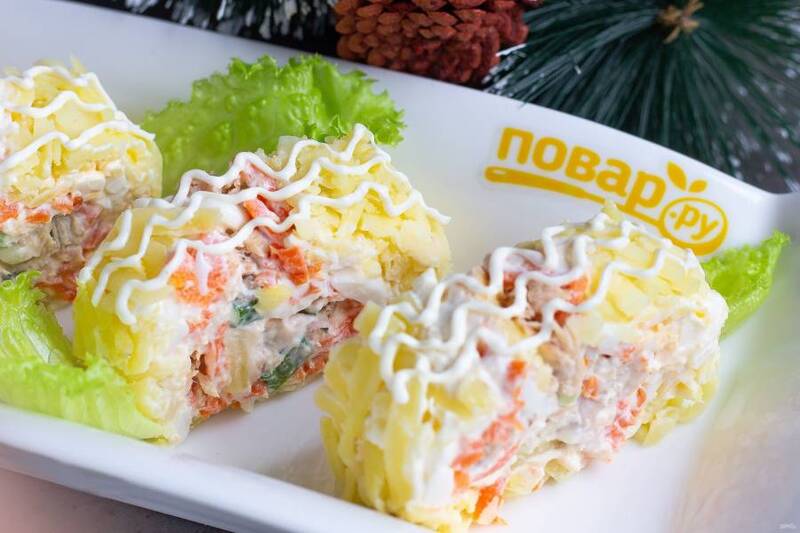 Salad roll "Mimosa" for New Year 2026