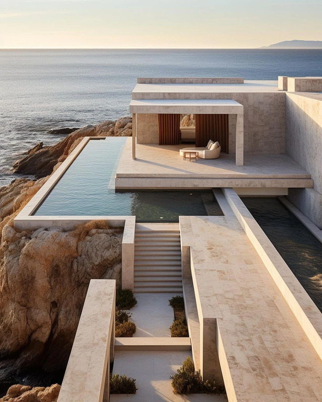 A minimalist villa in Mykonos, Greece.