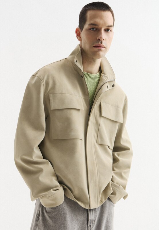 Mademan leather jacket, color: beige, RTLAER142901 — buy in the Lamoda online store