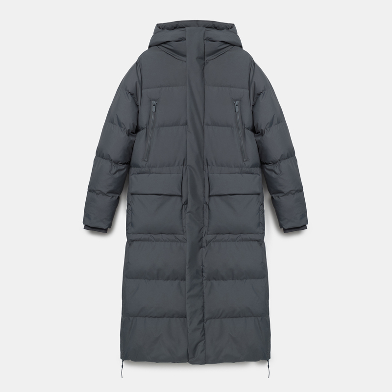 Down jacket with magnets, dark gray