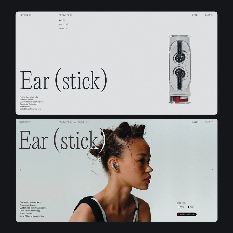 A website design concept for Nothing by designer Mario Šimić and BORNFIGHT STUDIO®.