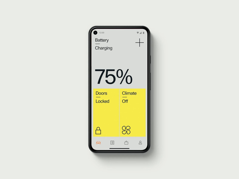 The user interface of the Polestar Phone, a smartphone from the EV brand Polestar.