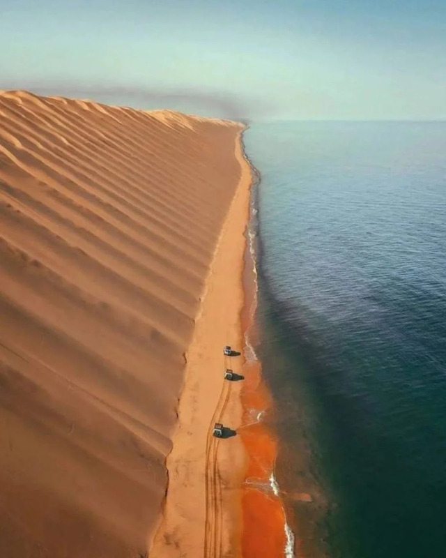 Where the dunes of the Namib Desert meet the Atlantic Ocean.