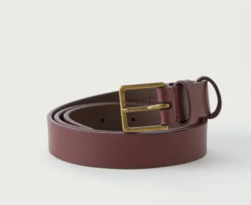 TEXTUED LEATHER BELT WITH GOLD BUCKLE