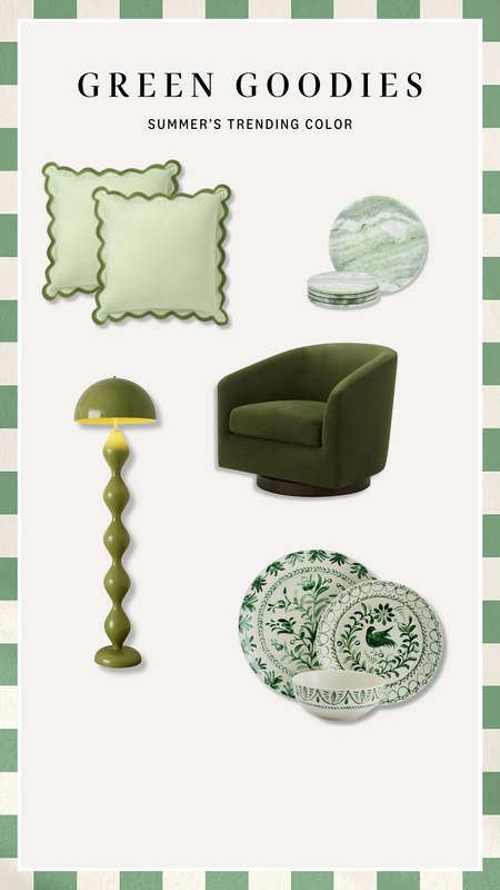 green goodies for summer's trending color in the living room and bedroom
