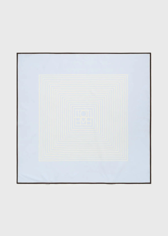 Centered monogram silk scarf sky