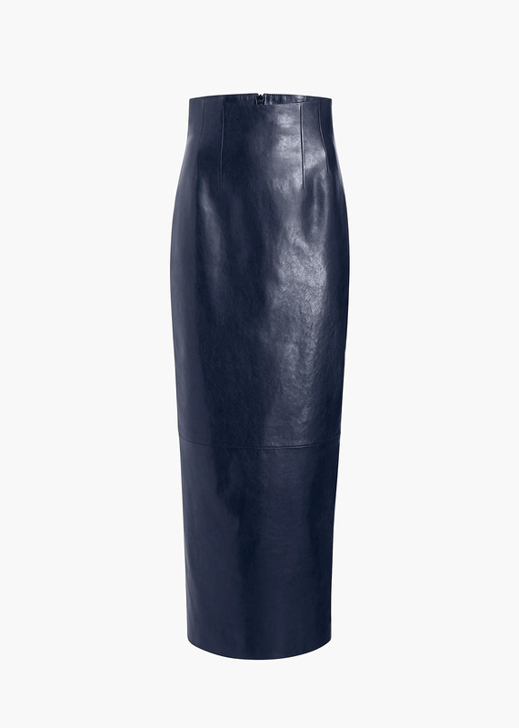 Loxley Skirt in Dark Navy Leather