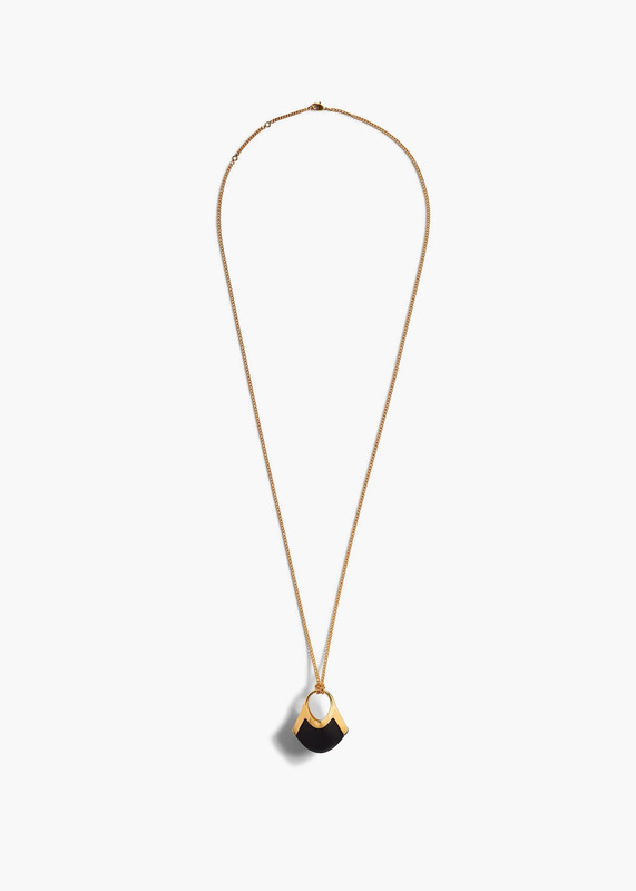 Small Lotus Pendant in Gold with Black