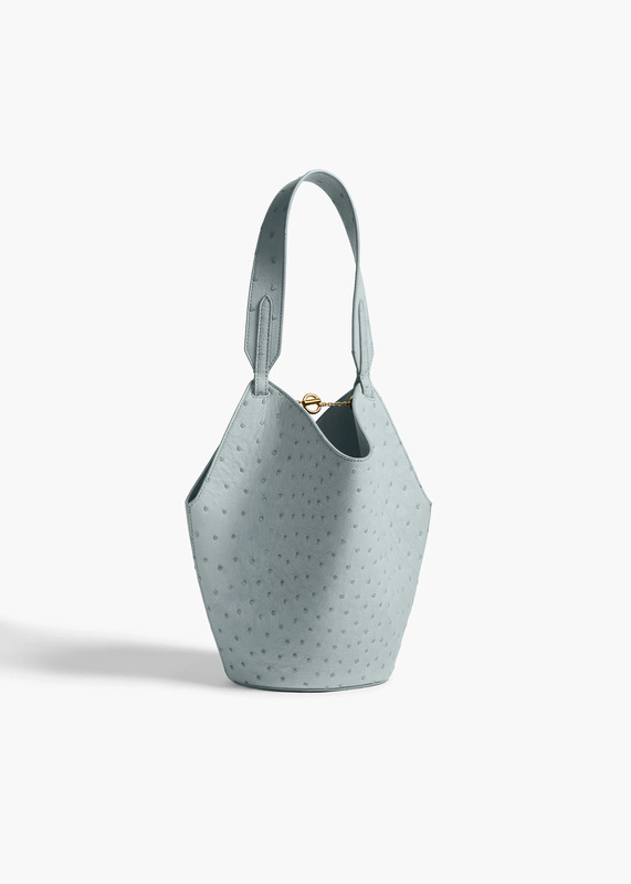 Mini Lotus Tote in Frost Ostrich