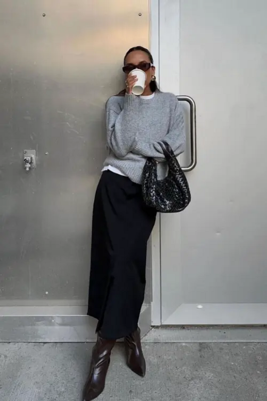 38 Cute Winter Skirt Outfits To Melt The Ice With Your Hotness Парижская Одежда, Офисный Наряд, Наряды Под Юбку, Стиль Выходных, Вуличний Стиль Моди, Мода Под Минимализм, Осенние Модные Наряды, Шикарная Одежда, Вдохновляющий Стиль
