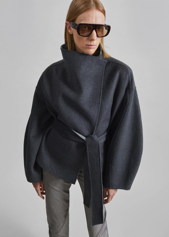 Onelle Wool Reversible Short Coat - Grey