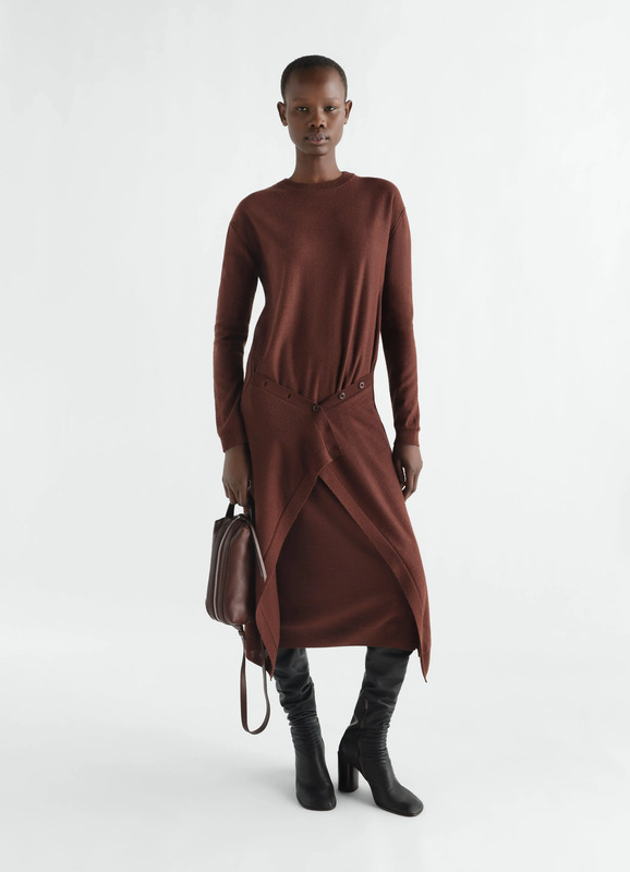 BUTTONED DRESS IN MERINO WOOL BLEND