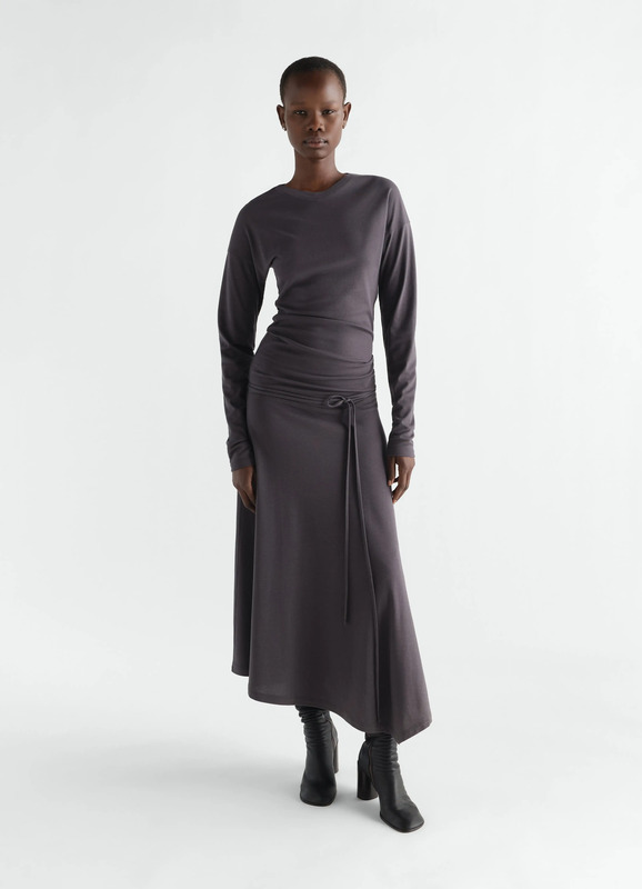 FLUID LONG-SLEEVE DRESS IN SILKY JERSEY CREPE