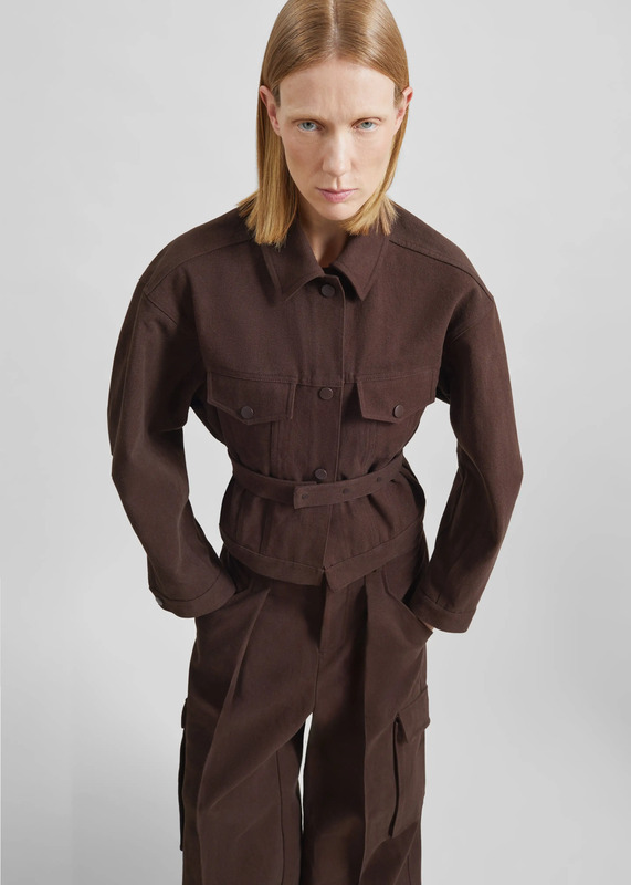 Oslo Cotton Cinched Jacket - Brown