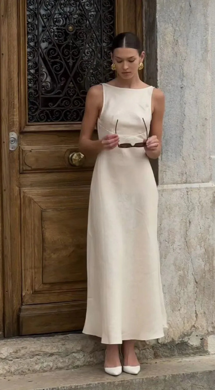 White Cotton Dress, Summer Silk Dress, Summer Fashion 2025, Lightweight Dress, Old Money Dress, Summer Midi Dress, Minimalist Dress, French Minimalist Clothing, Elegant Summer Looks