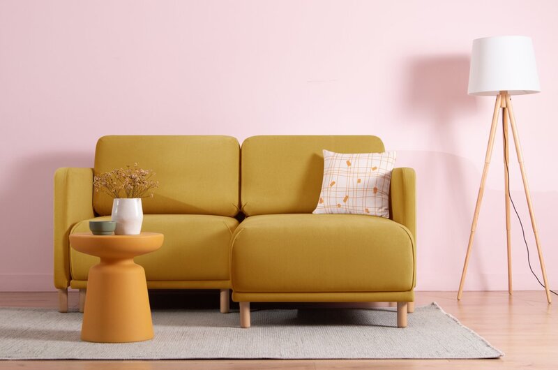 Corner sofa Nordika mini Velvet Yellow in Vologda - prices from the manufacturer, buy for 65,990 rubles in the online store