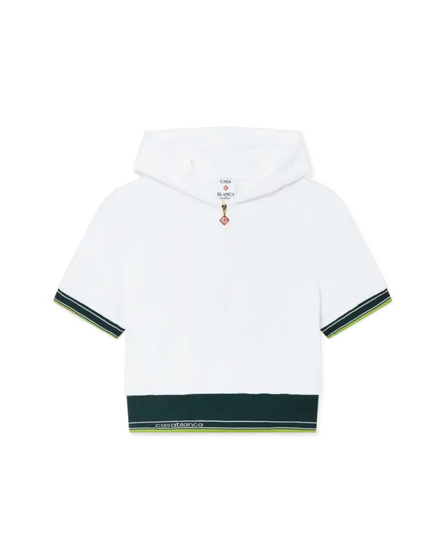 Textured Velor Tennis Cropped Hooded Top