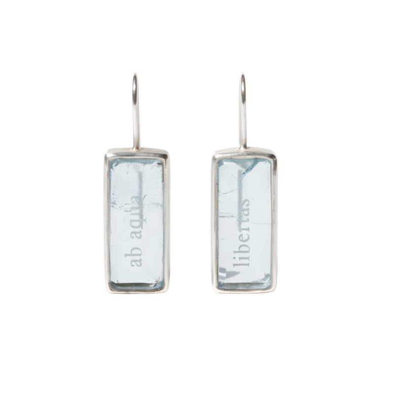Earrings with blue topaz “From water comes freedom.” VERBA | 47 Store