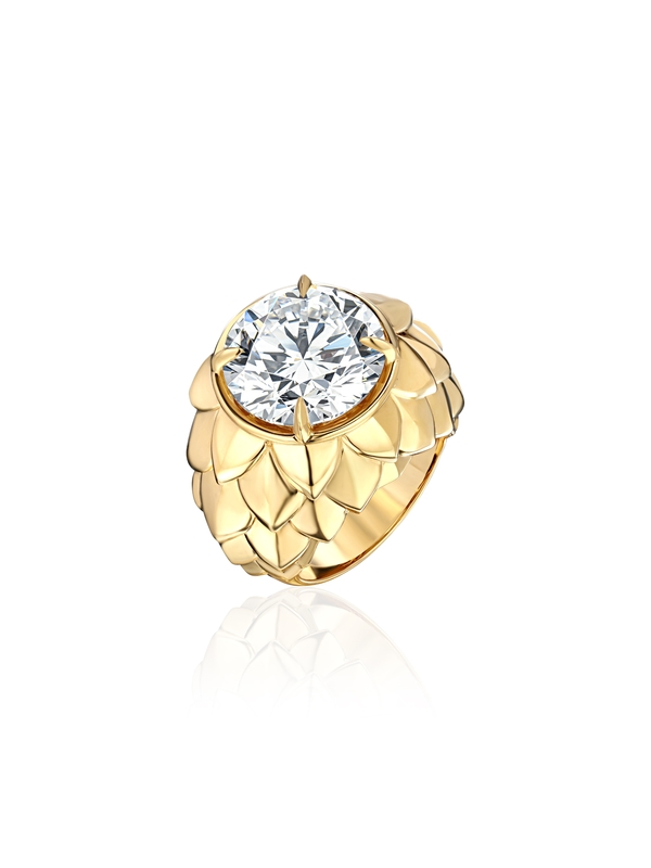 “Dragon” ring in yellow gold with diamond LG, item 120/01Y-1395 | Fashion House YANA