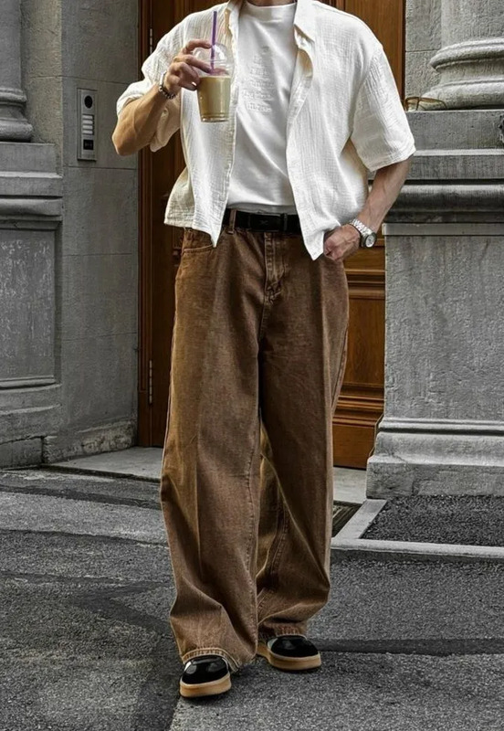 Brown Outfit, Urban Outfits, Summer Mens Outfits, Mens Casual Style, Suit For Men, Grunge Outfits, Mens Casual Outfits, Guy Style, Streetwear