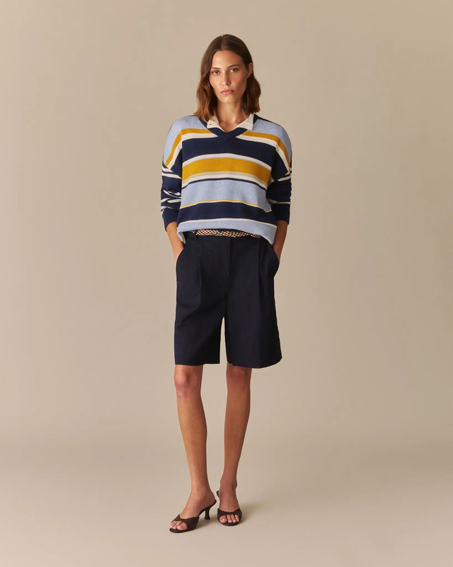 Court Pinstripe Bermuda Short Navy