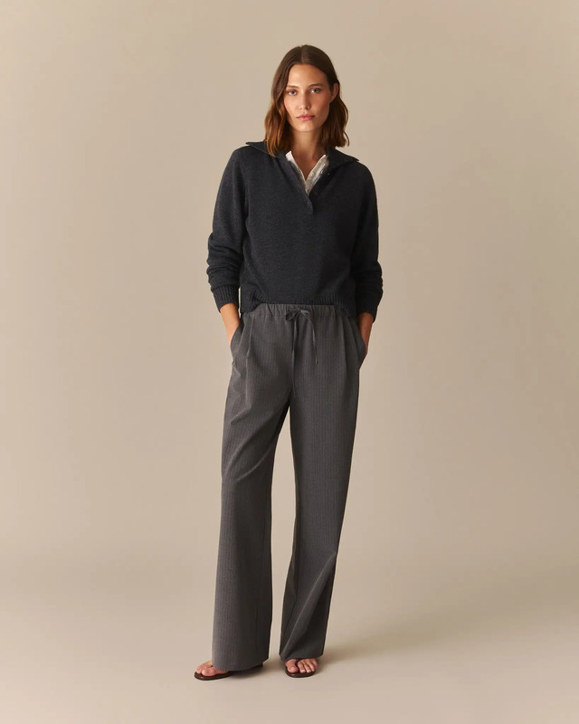 Cath Pinstripe Pant Gray