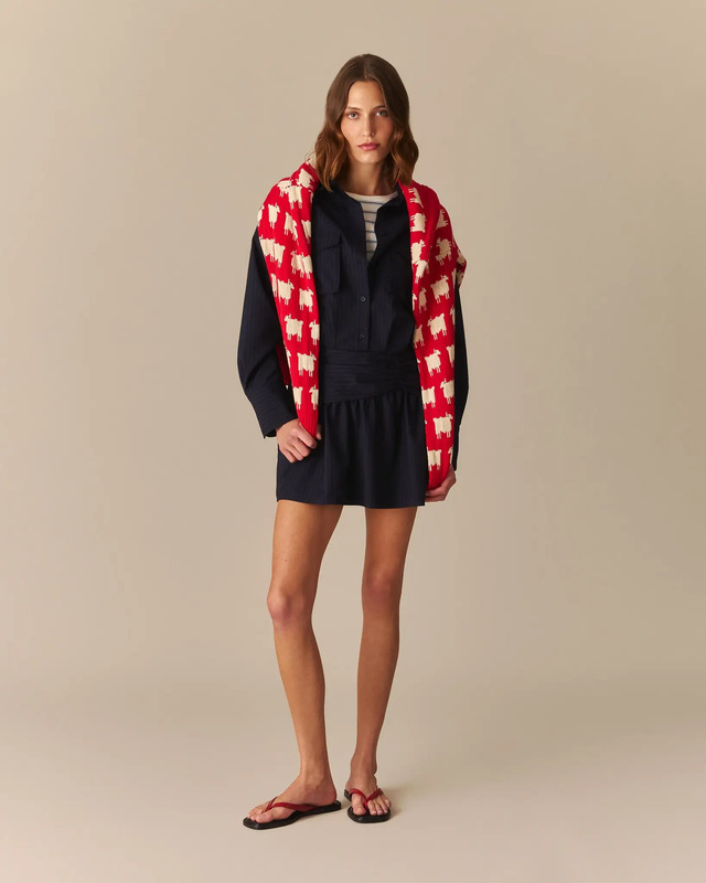 Bridget Pinstripe Button Down Dress Navy
