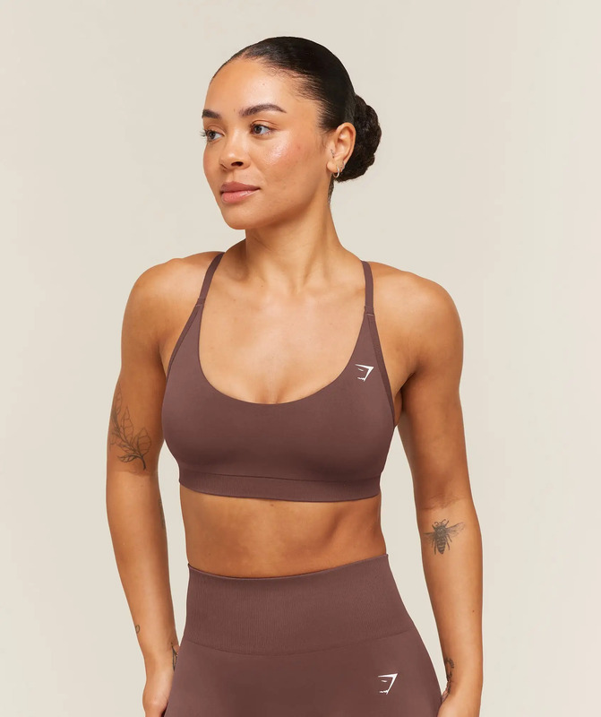 Gymshark Everyday Seamless Racerback Sports Bra - Espresso Brown