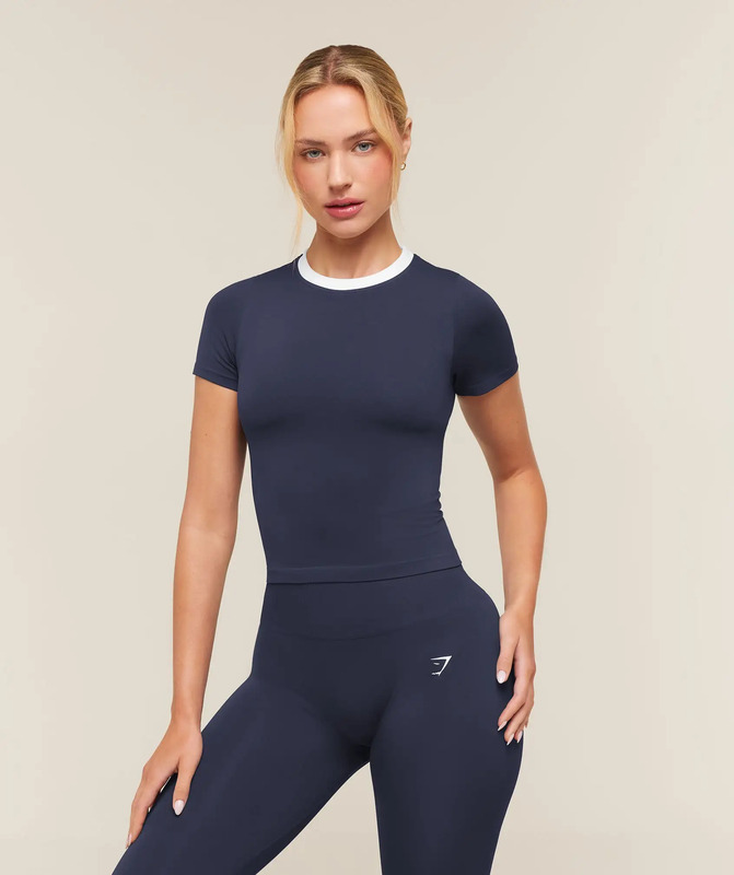 Gymshark Everyday Seamless Contrast T-Shirt - Heavy Blue